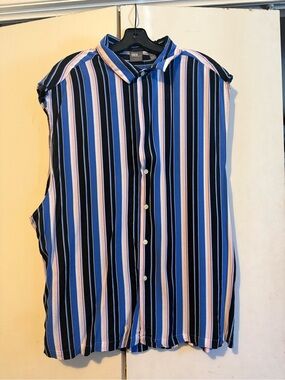 ASOS Striped Shirt in Blue, Black & Pink